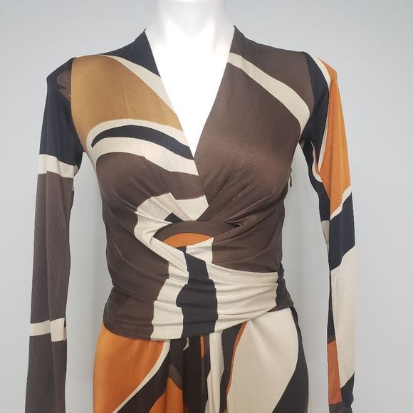 Issa London Dresses Vintage Issa Silk Wrap Mod Print Graphic